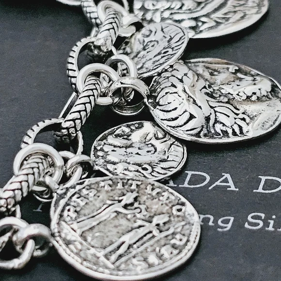 Silpada Sterling Silver Roman Coin Cha Cha Bracelet B1624
